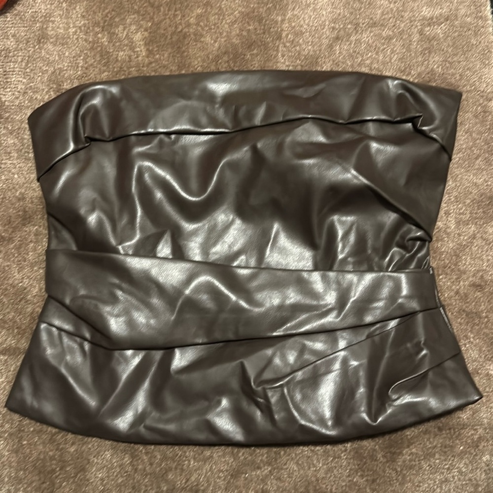 Aritzia faux brown leather corset size L